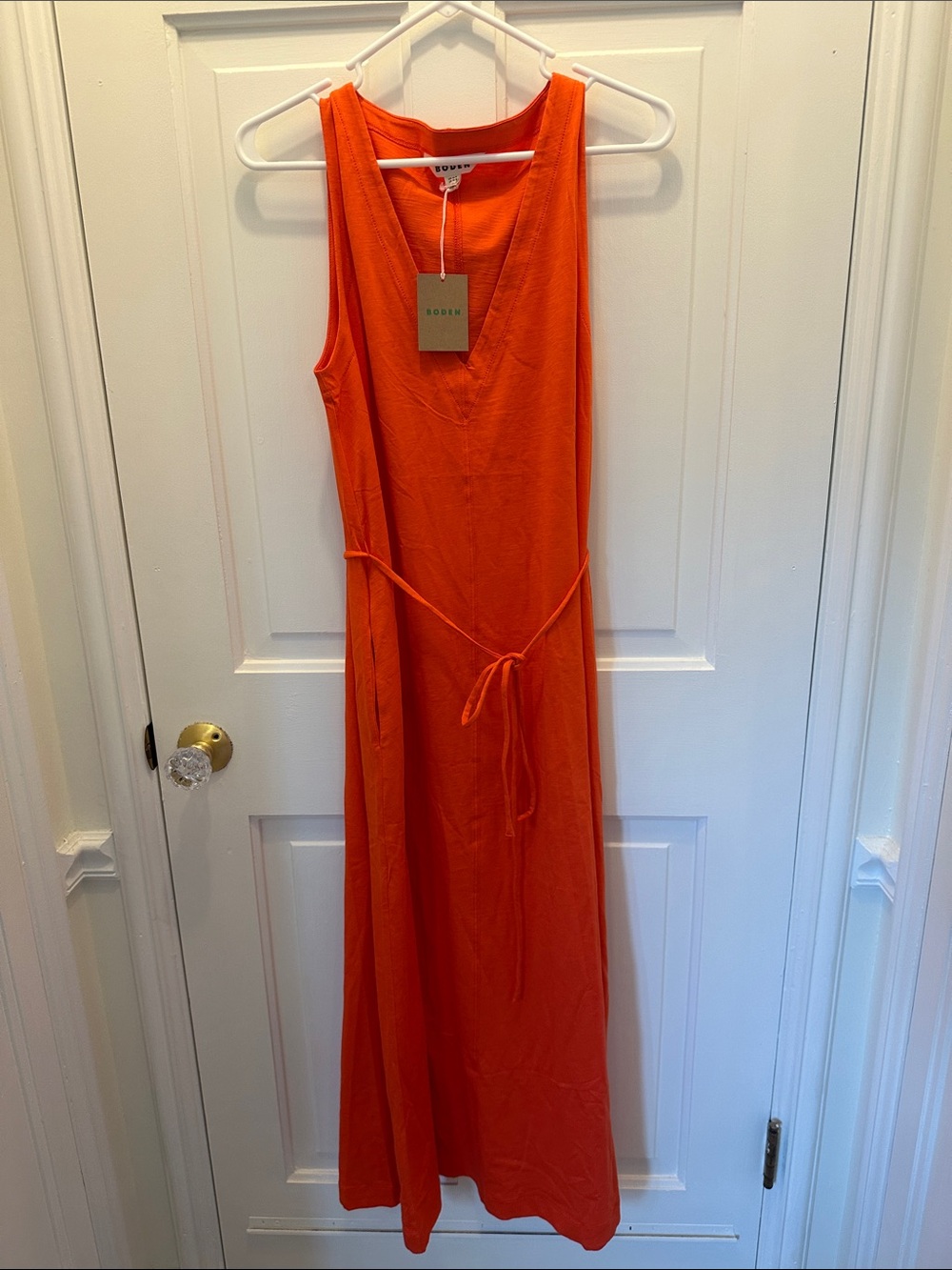 Boden Coral-Red/Orange Sleeveless Maxi Dress, Size 10